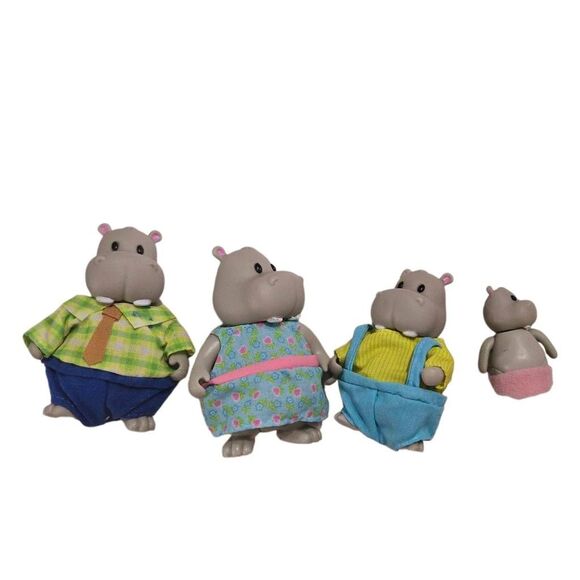 The Riverdipper Hippos Miniature Animal Figurine Set, family from Honeysuckle Ho - Picture 2 of 3